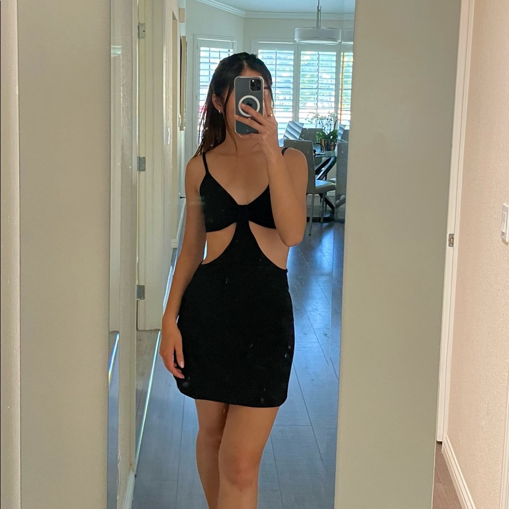 Black knit cutout dress
